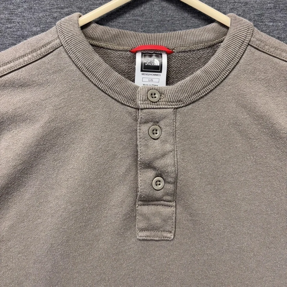The North Face Sweatshirt Mens Large Brownish Henley Fleece Long Sleeve Pullover